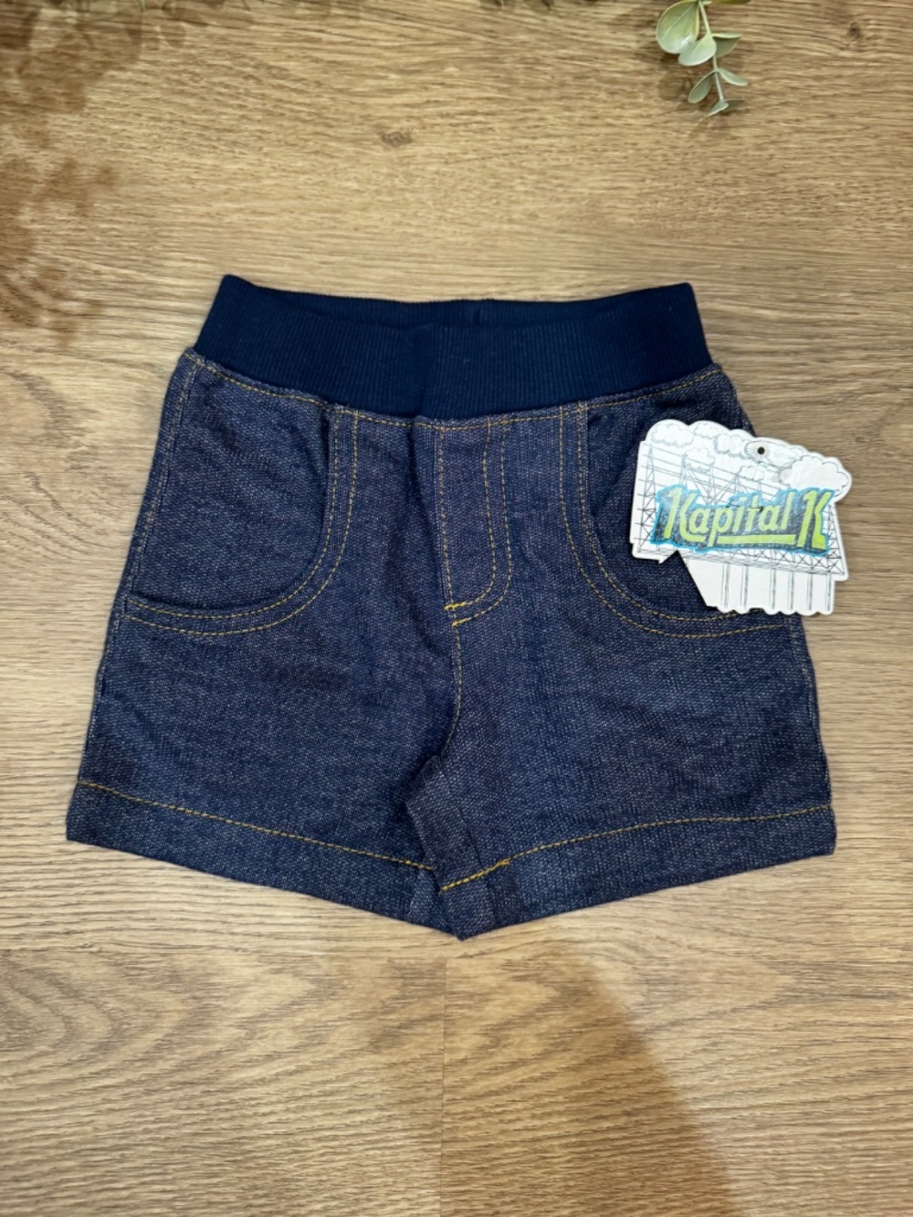 NWT Kapital K Kids Denim Pull-On Shorts Navy Blue Elastic Waist